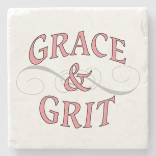 Grace & Grit Ord i Rosa & Grått Stenunderlägg