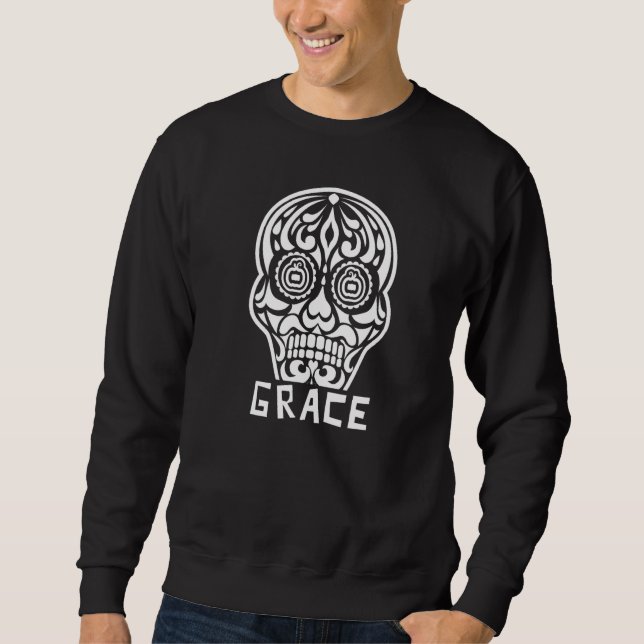 Grace Halloween Socker Skalle Lång Ärmad Tröja (Framsida)