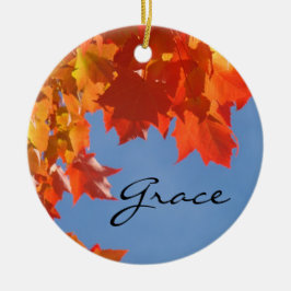 Grace Holiday-ornamenter Orange blad blå himmel Julgransprydnad Keramik