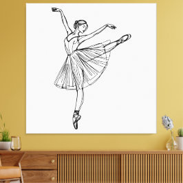 Grace i Rörelse - Ballerina Line Art Canvastryck