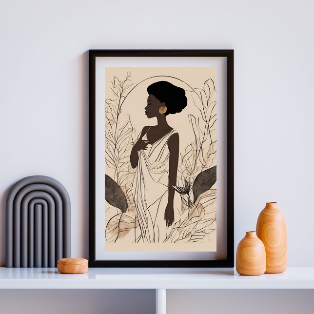 Grace in Bloom – Afro Goddess Linje Konst Poster (Skapare uppladdad)