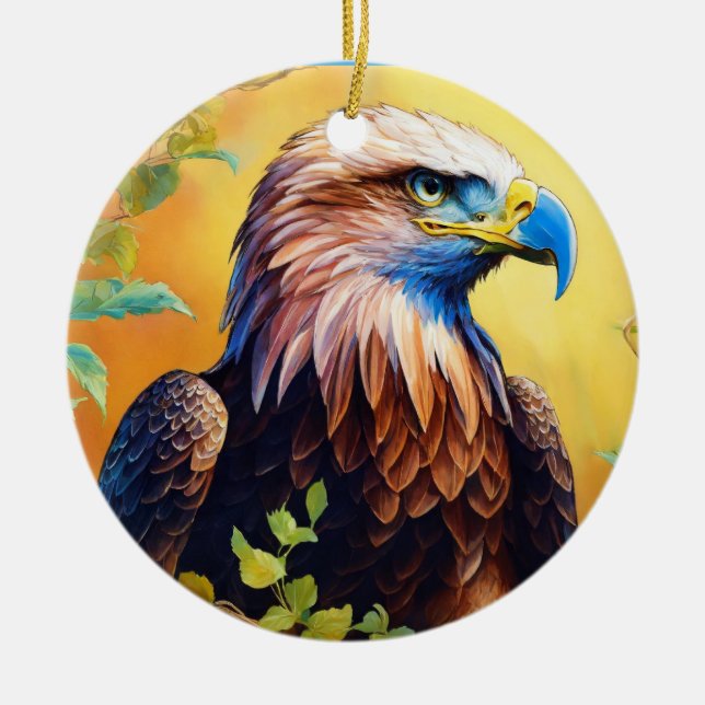 "Grace in Flight: Majestic Eagle Art" Julgransprydnad Keramik (Framsidan)