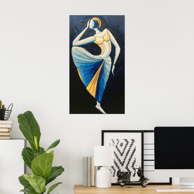 Grace in Motion: En modern musa i traditionell aff Poster (Hemmakontoret)