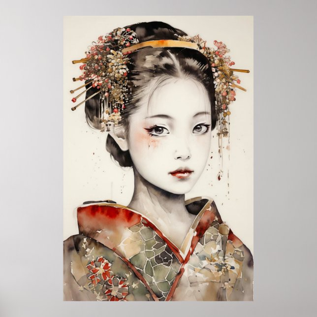 Grace in Silence: Traditional Kimono Elegance Poster (Framsidan)