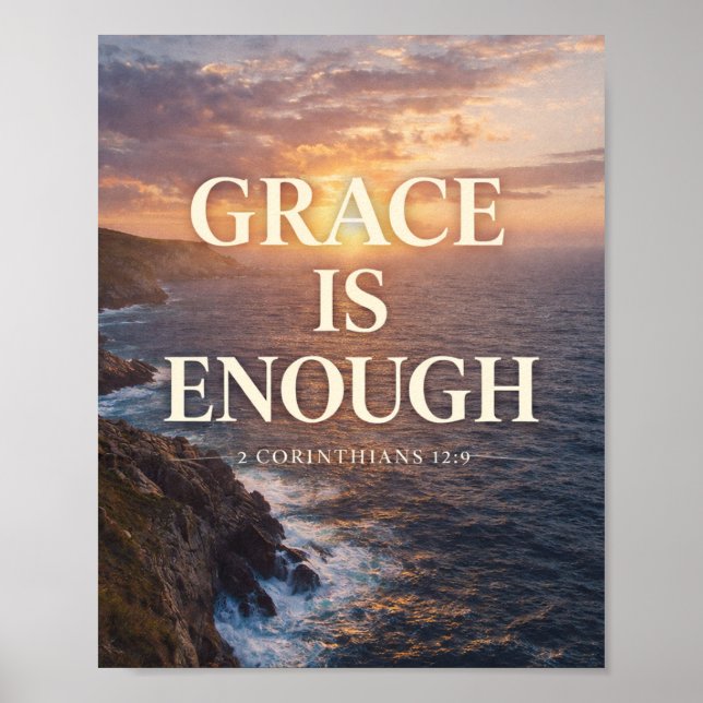 Grace Is Enough Ocean Sunrise Wall Art Poster (Framsidan)