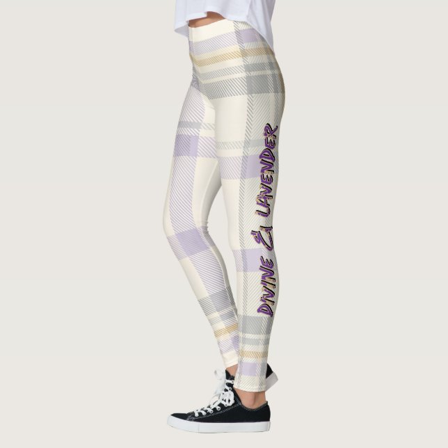 Grace Ivory & Lavender Luxe Plaid Pattern Vol 72 Leggings (Vänster)