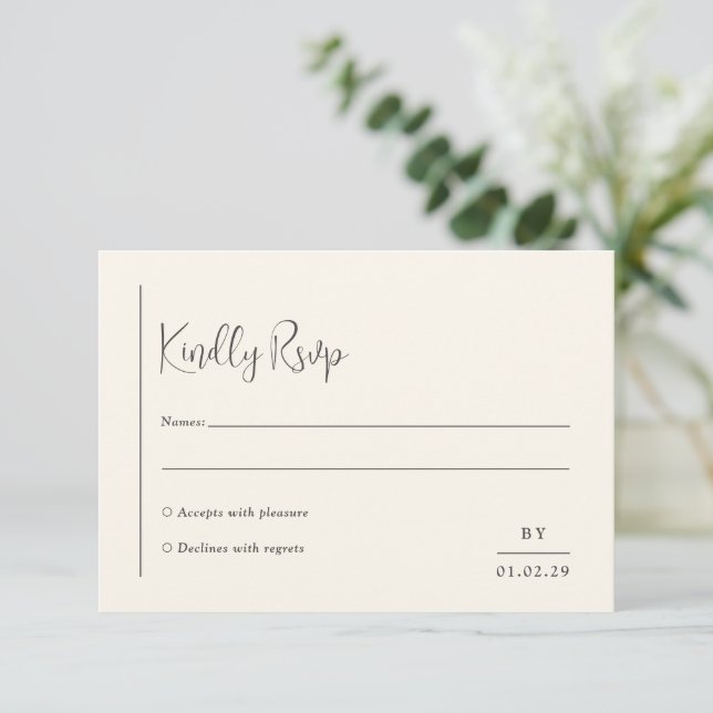 Grace Ivory Modern Bröllop OSA Kort (Stående Fram)