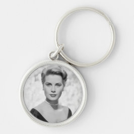 Grace Kelly, 1955 Keychain Rund Silverfärgad Nyckelring