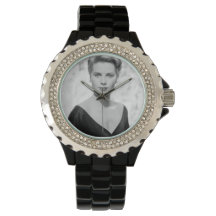 Grace Kelly, 1955 Rhinestone Black Enamel Watch