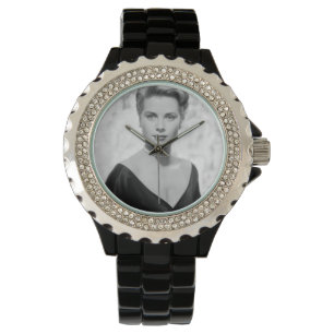 Grace Kelly, 1955 Rhinestone Black Enamel Watch Armbandsur