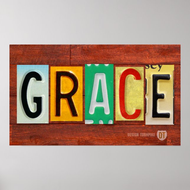 GRACE-licensskylt som Poster Namn-signatur (Framsidan)