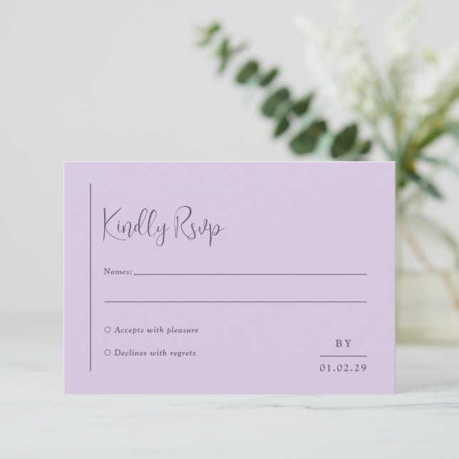 Grace Lilac Modern Bröllop OSA Kort (Stående Fram)