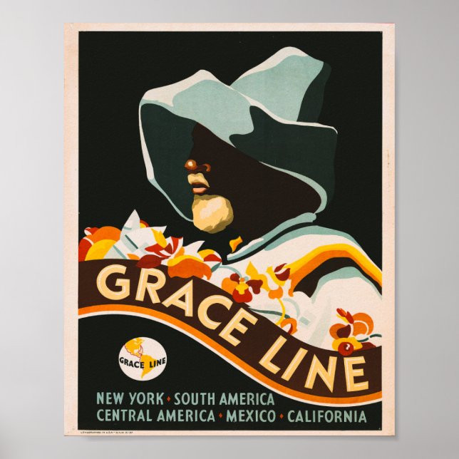 Grace Line Vintage resor Poster (Framsidan)