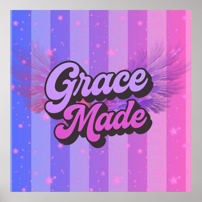 Grace Made Retro Rosa och Lila Kristen Tro Poster (Framsidan)