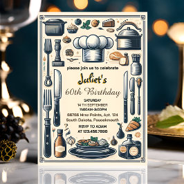 Grace Manar Male vuxen Middag elegant 60 födelseda Inbjudningar