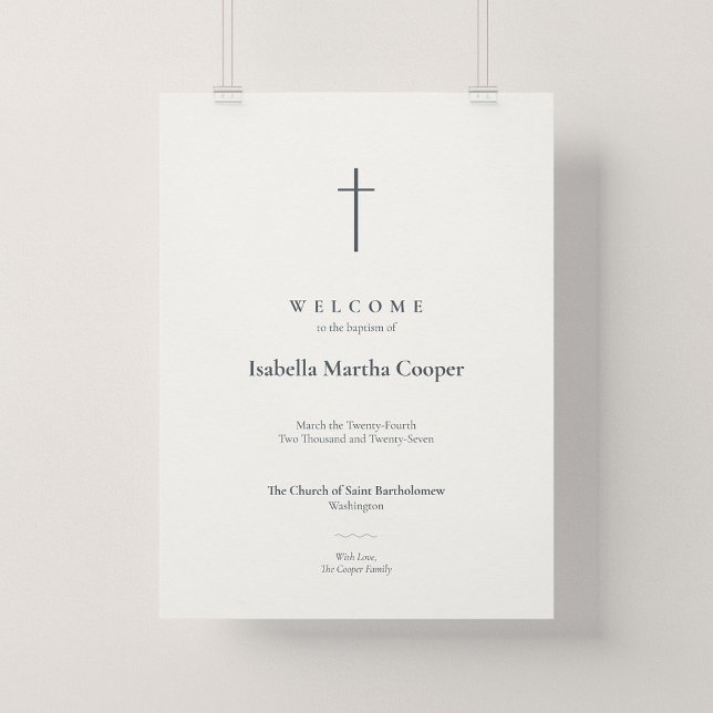 Grace Minimal Kors Dopkyrka Välkomstaffisch Poster (Grace | Stone. Baptism Church Welcome Poster, 18 x 24")
