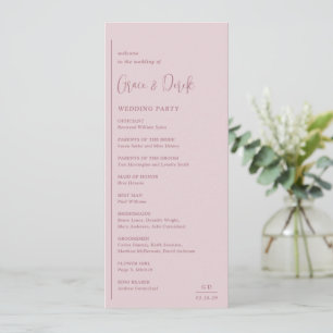 Grace Muted Rosa Modern Bröllop Program