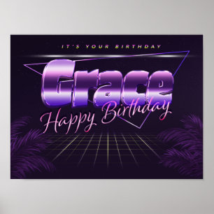 Grace Namn Vorname lila retro Poster Geburtstag