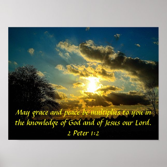 Grace och Peace bible verse 2 Peter 1:2 poster (Framsidan)
