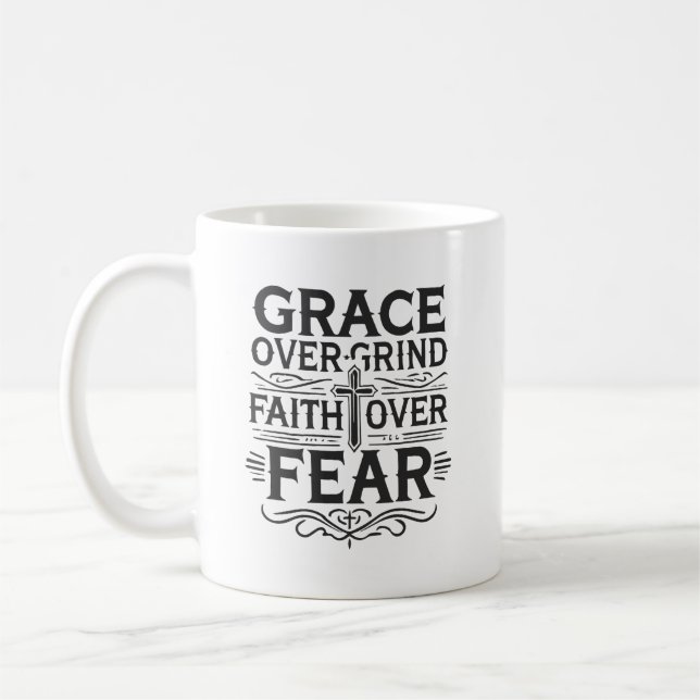 Grace over Grind, tro över rädslan - inspiration Kaffemugg (Vänster)
