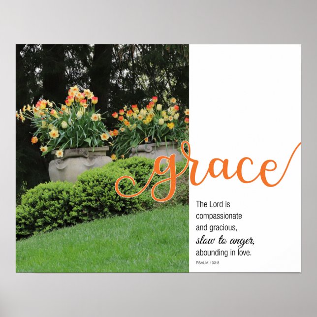 Grace Psalm 103:8 Blommigt Vår Poster (Framsidan)