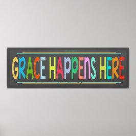 Grace råkar här färgstarka kristna kalkkort poster