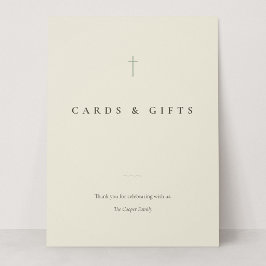 Grace Sage Minimal Cross Kort & Presentbordsskylt
