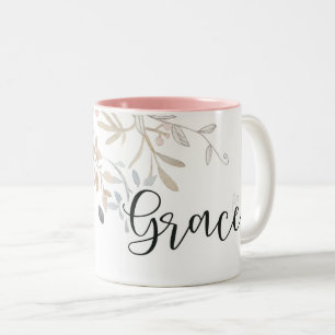 Grace Soft Rosa lila Kristna blommor Två-Tonad Mugg