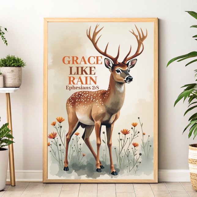 Grace som Rain Boho Christian Wall Art Skriv ut Poster (Skapare uppladdad)