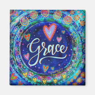 Grace Söt Blommigt Viktigt inspirerande blått Magnet