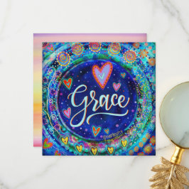 Grace Söt Blue Whimsical Hearts Tack Kort