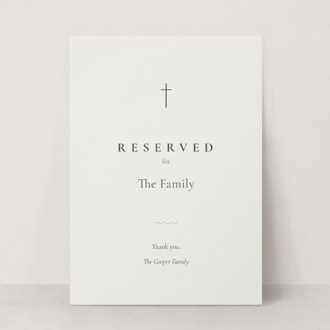 Grace Stone kristet kors reserverat sittplatsskylt (Grace | Stone - Reserved Seating Card)