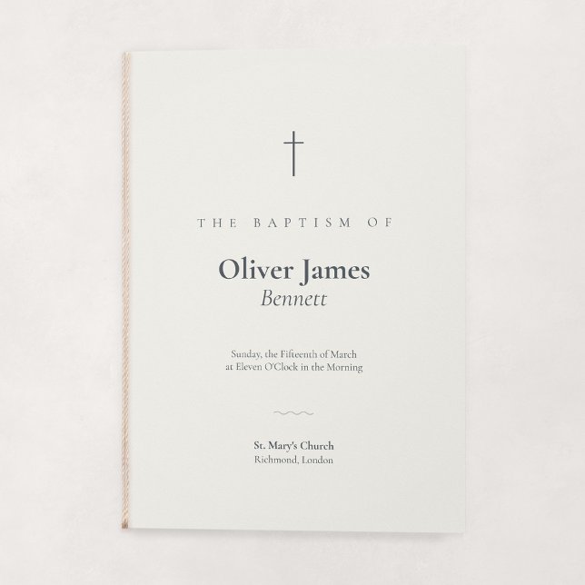 Grace Stone Minimal Cross Vikt Dopprogram Program (Gace | Stone - Folded Baptism Order of Service (string embellishment not included))