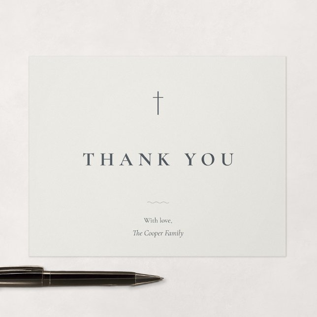 Grace Stone Minimal Kors Religiös Tack Kort (Grace | Stone - Correspondence Style Flat Thank You Card, Front)