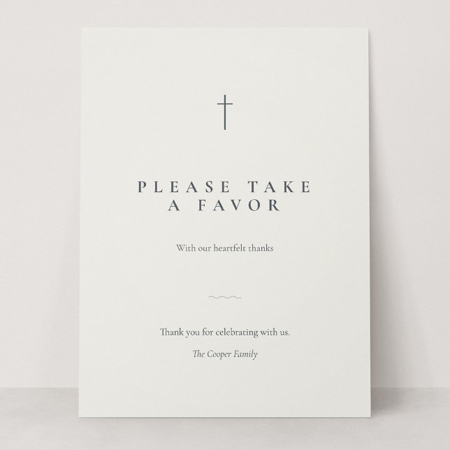 Grace Stone Minimalistiskt Kors Ta en Föräring Bor (Grace | Stone - Please Take a Favor 6.5 x 8.75" Card Sign)