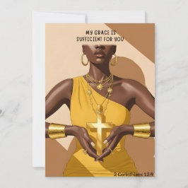 Grace & Strength 2 Corinthians 12:9 Faith Art Julkort
