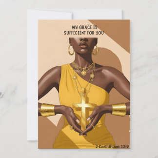 Grace & Strength 2 Corinthians 12:9 Faith Art Julkort