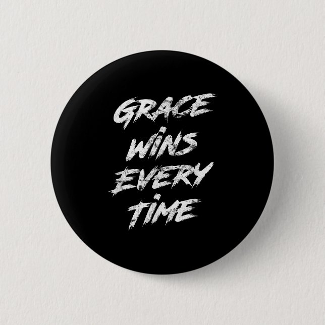 Grace vinner varje gång kristen tro Motivational Knapp (Framsida)