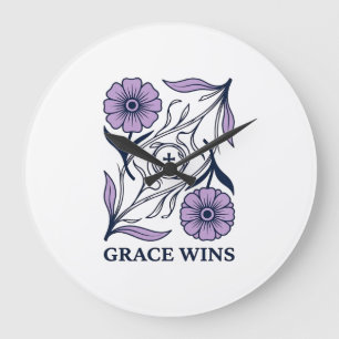 Grace Wins Blommig Kristet Vintage Gravyr Tee_ Stor Klocka