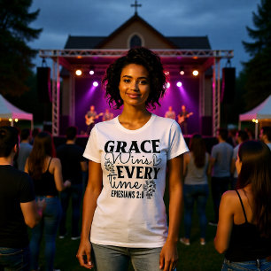 Grace Wins Every Time Efesierbrevet 2:8 T-shirt
