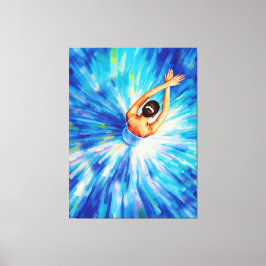 Graceful Ballerina in Cosmic Blue Vortex Pop Art  Canvastryck