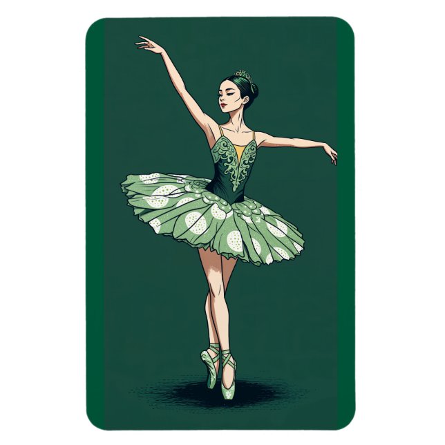 Graceful Ballerina Puzzle – Elegant Dancer on Gree Magnet (Vertikal)
