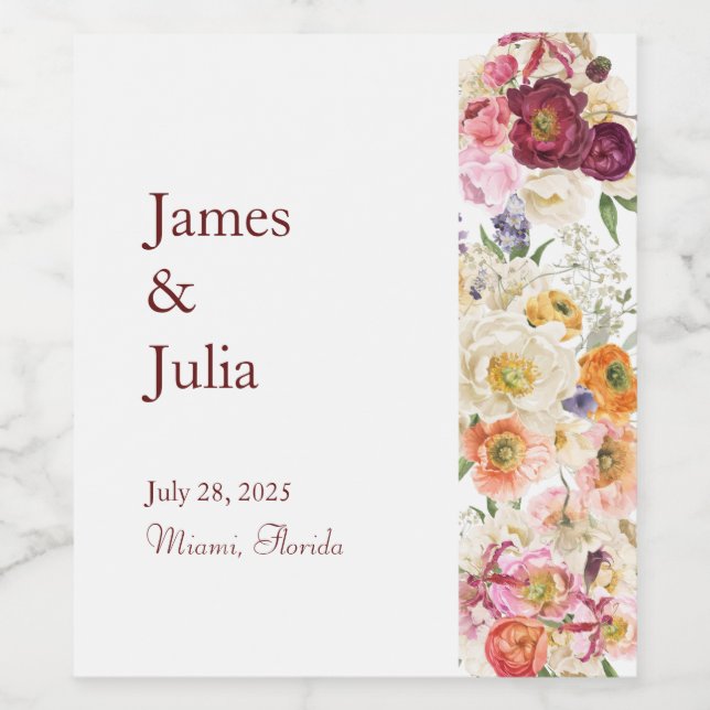 GRACEFUL Blooms Vinflaska Etikett (Singel etikett)