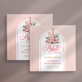 Graceful blush and gold petals prosecco sign book gästböcker