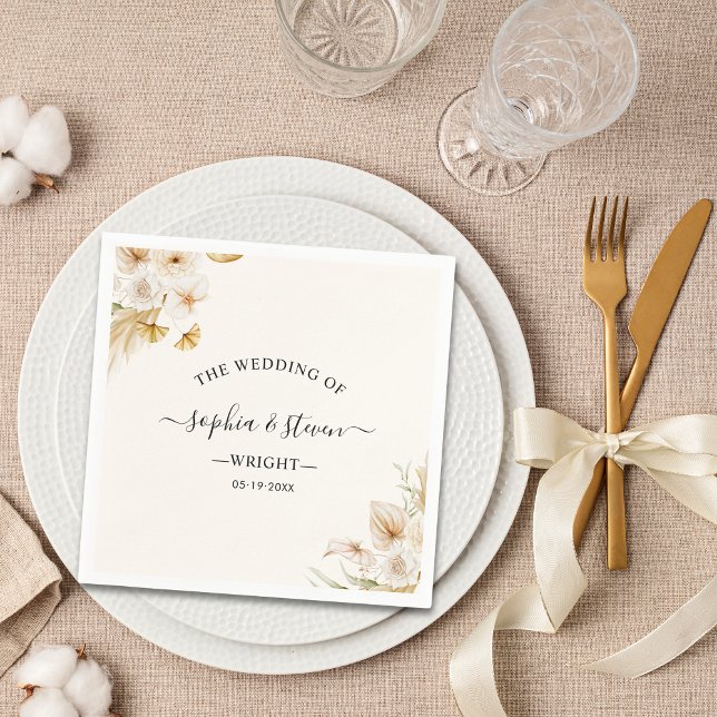 Graceful Boho Wedding with Earthy Yellow and Beige Pappersservett (Skapare uppladdad)