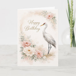 Graceful Crane Birthday Elegance Kort