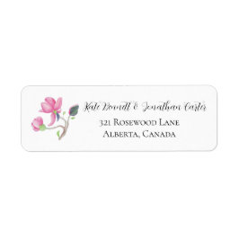 Graceful Elegant Pink Magnolia Garden Address Returadress Etikett