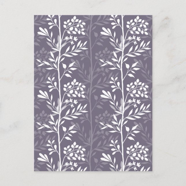 Graceful Floral Silhouette Lavender Purple Minimal Helg Vykort (Framsida)