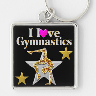 GRACEFUL GYMNAST GIRL FYRKANTIG SILVERFÄRGAD NYCKELRING
