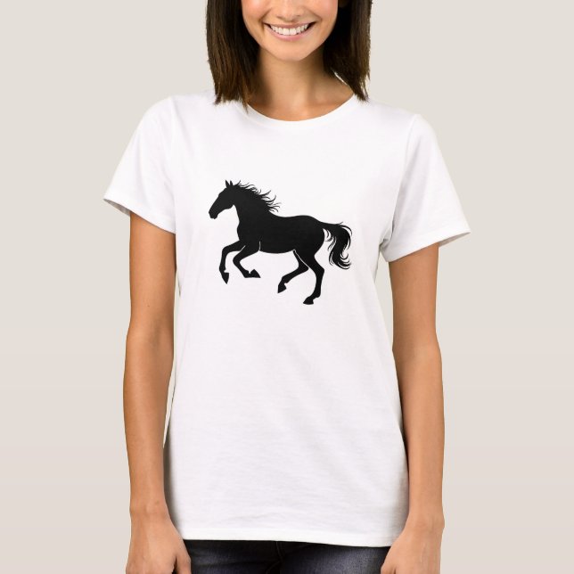 Graceful Horse Silhouette in Motion T Shirt (Framsida)